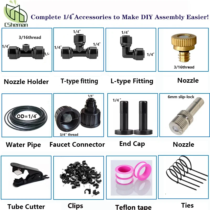 2-шт-1-4-дюйма-аксессуары-для-увлажняющего-спрея-спринклер-тройники-локоть-торцевая-заглушка-трубка-для-системы-охлаждения-с-запотеванием