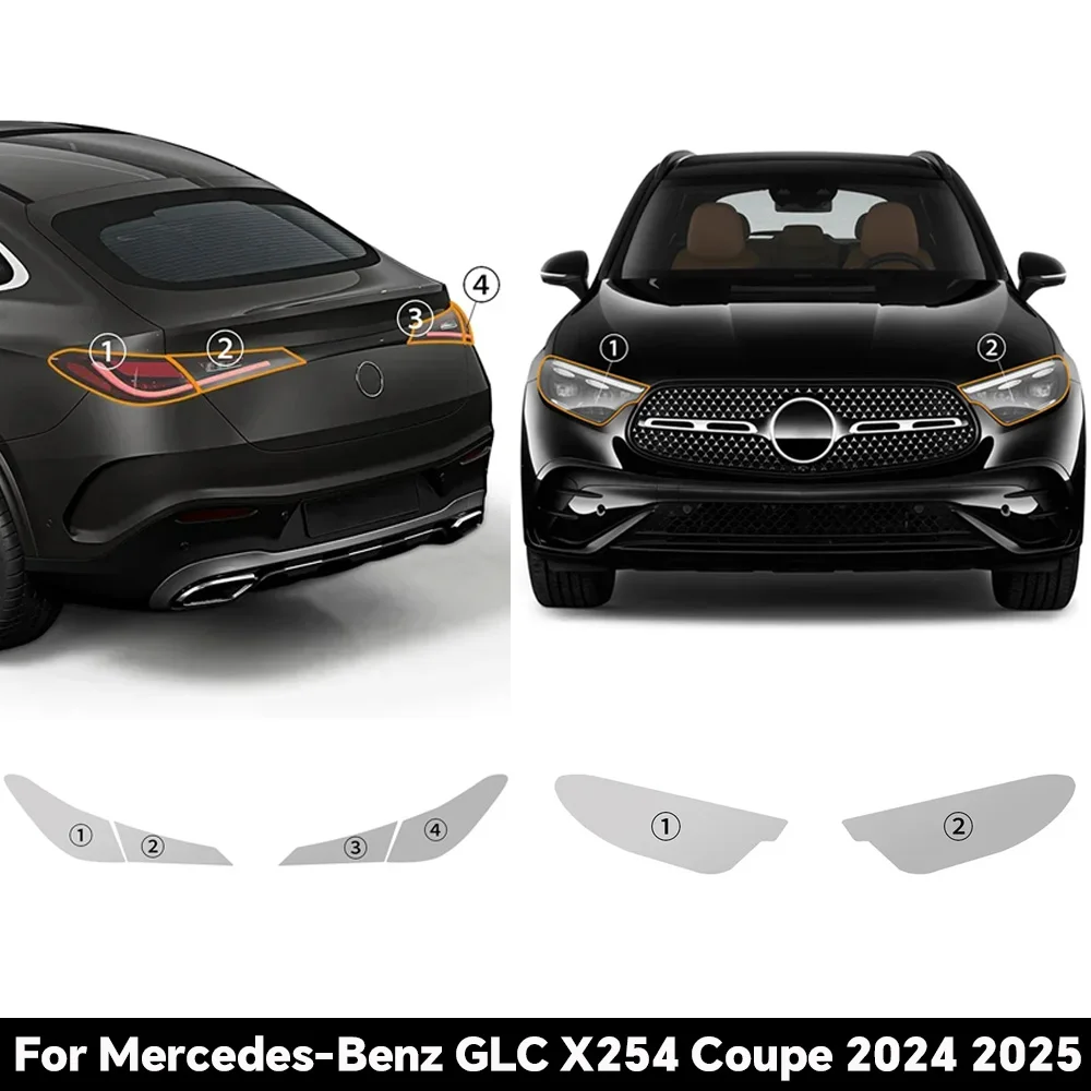 

For Mercedes-Benz GLC X254 Coupe 2024 2025 TPU Car B Pillars Headlight RearView Paint Protective Anti-scratch Film PPF Sticker