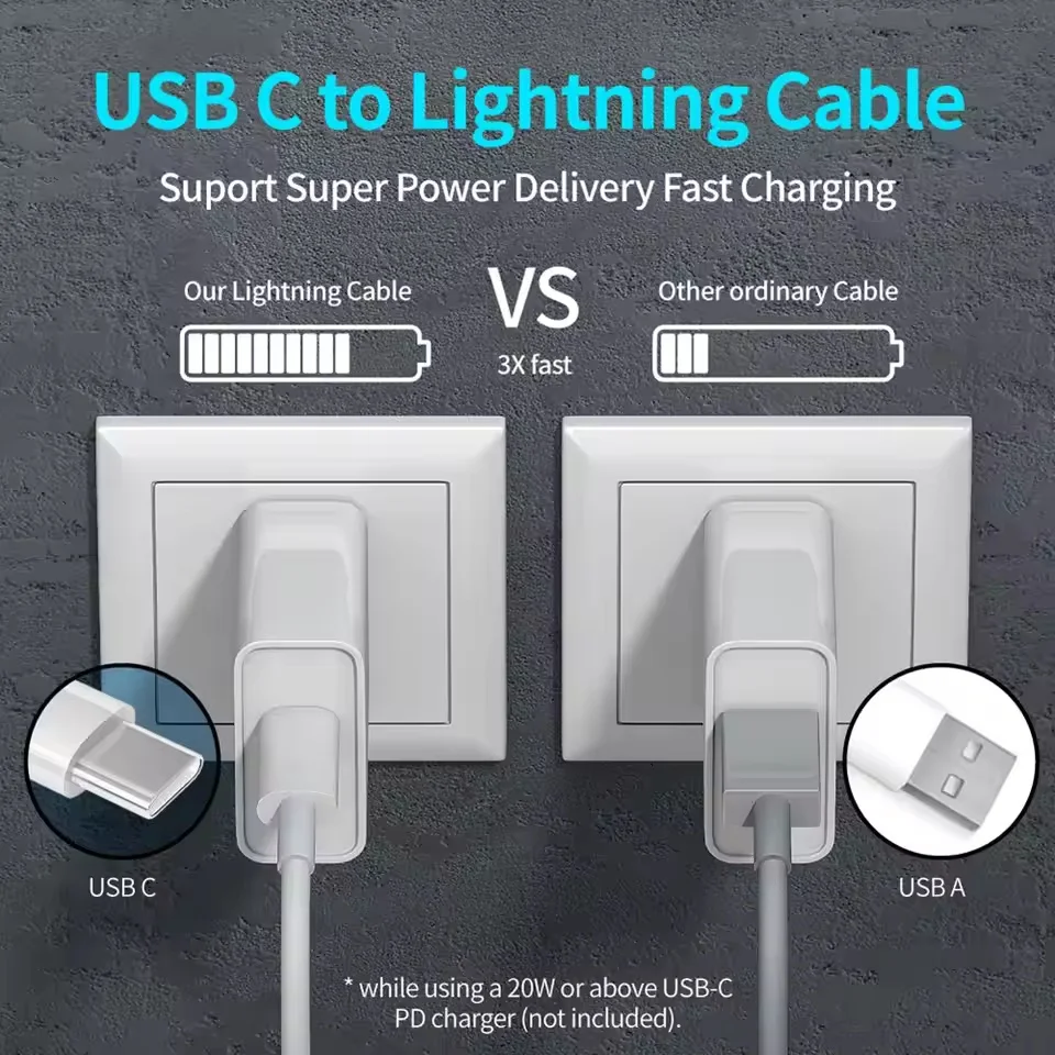 10 Stück PD 35W USB-Ladekabel für iPhone 14 8 7 6S Plus 13 12 Pro XS Max XR SE Schnellladekabel Datensynchronisationskabel 1m 1,5m 2m – Detail 4