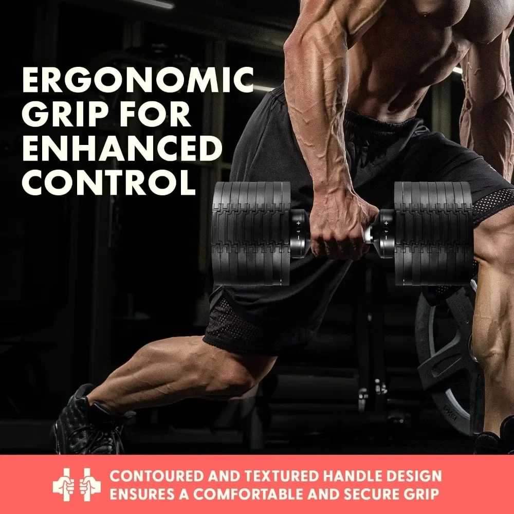 حار بيع! الدمبل القابل للتعديل 70 رطل 9 في 1 خيارات الوزن، معدات اللياقة البدنية مع مقبض معدني مضاد للانزلاق، عرض ساخن. جديد #4