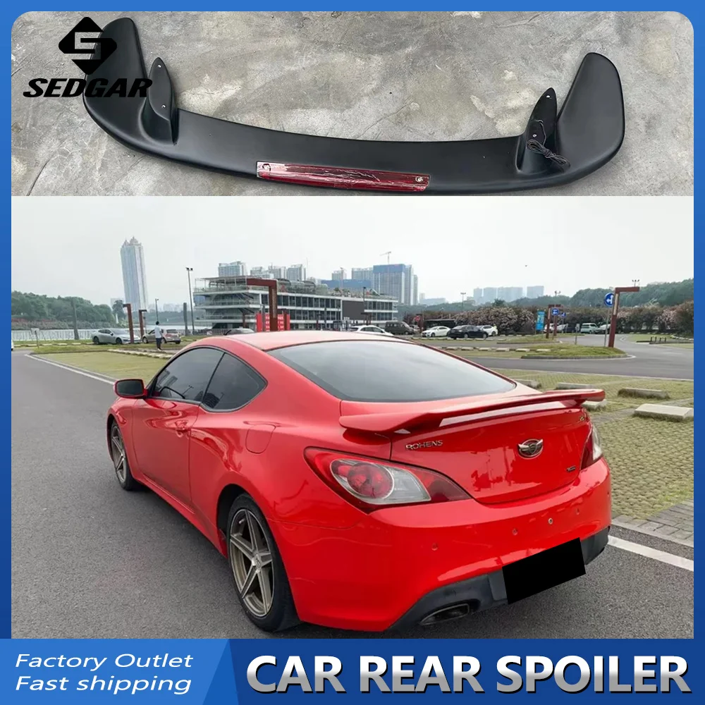 For 2009-2013 Hyundai Rohens Coupe Trunk Spoiler Original with Lights High Quality FRP Unpainted Spoiler Trunk Boot Wing Spoiler