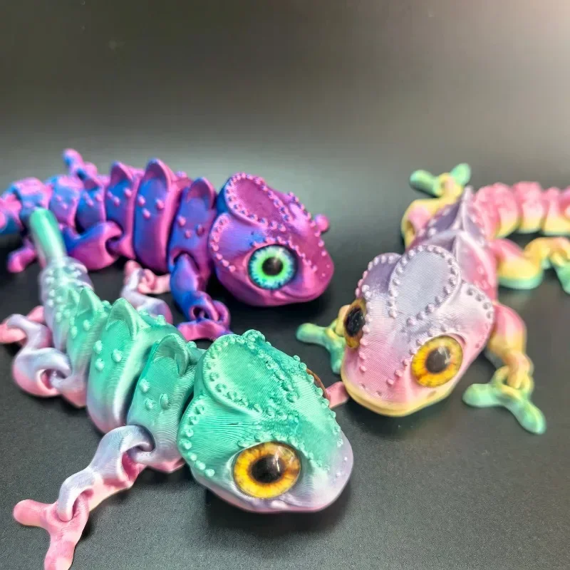 

3D printed chameleon dolls movable joints fingertip toys cartoon animal model toys tabletop decoration toys