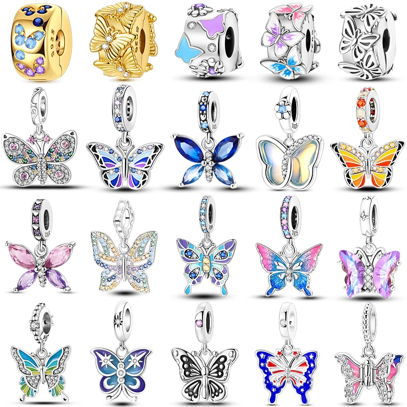 

Hot Butterfly Series 925 Sterling Silver Dragonfly Positioning Buckle Charms Pendant Original Fits Women DIY Jewelry Charms