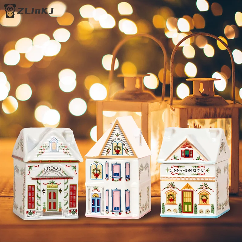 ▶ Ensemble de maison à épices de Village de vacances, 1 pièce, Mini pots de maisons en pain d'épices de noël, décor festif de comptoir de cuisine, cadeaux du nouvel an