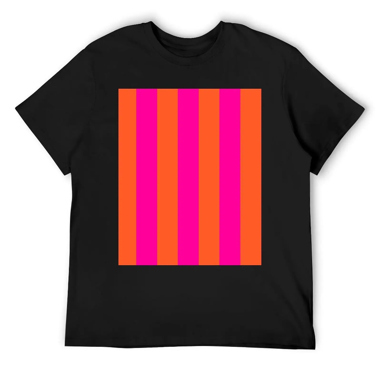 

Hot Fuchsia Pink and Burnt Orange Stripes T-Shirt oversized t shirt summer clothes plain anime figures shirts men graphic