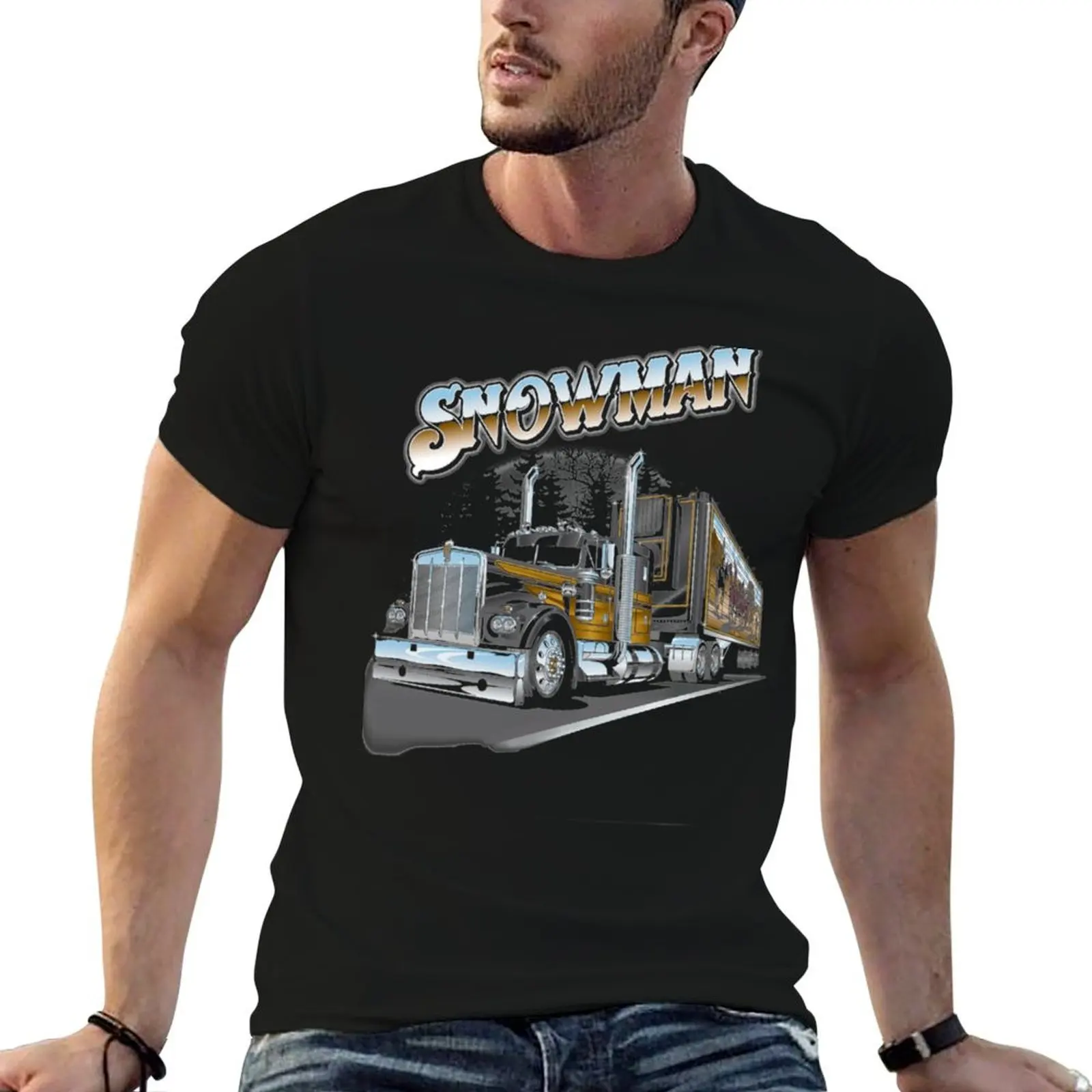 Snowman Smokey the bandit smile face art T-Shirt Stylish Print Short Sleeve Tee
