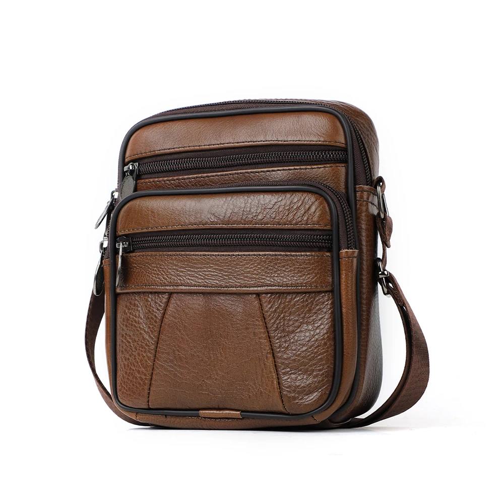 Hot selling genuine leather men's bag fashionable casual shoulder bag cowhide business men's crossbody bag