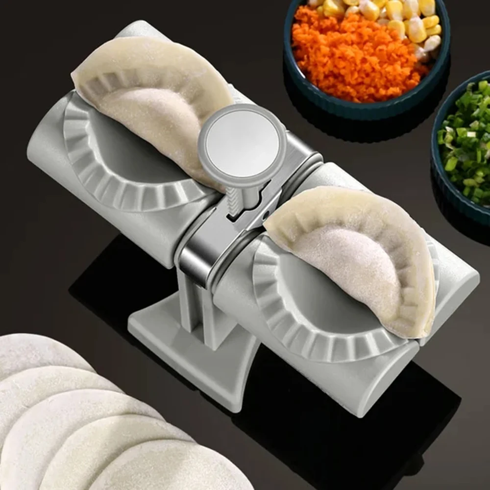 Dumpling Maker Household Double Head Fully Automatic Dumpling Maker Ravioli Press Mold Making Tool Easy to Use for Dumpling FU