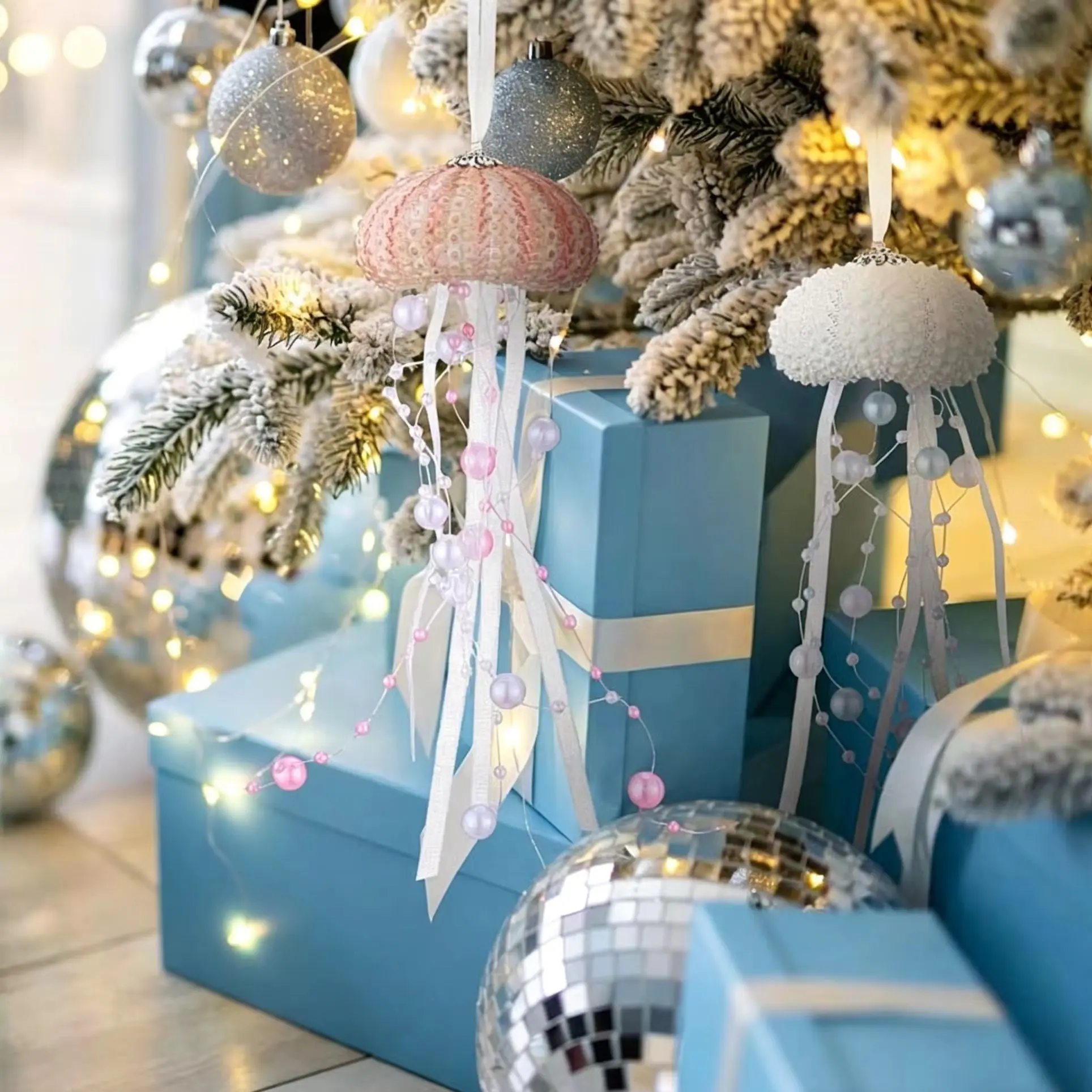 Crystal Beaded Jellyfish Pendants Hand-Woven Jellyfish Marine Home Pendants Holiday Party Decor Exquisite Beaded Gifts