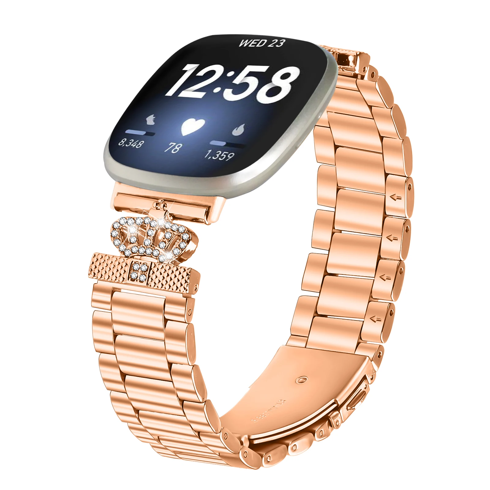 Bling Diamond Strap For Fitbit Versa 4 3 Women Men Stainless Steel Watch Metal Wristband For Fitbit Sense2 Bracelet Accessories