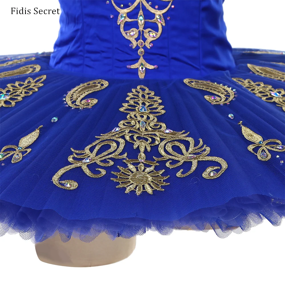 Criança azul real profissional panqueca ballet tutus, bailarina solo desempenho palco wear, meninas yagp competição trajes de dança
