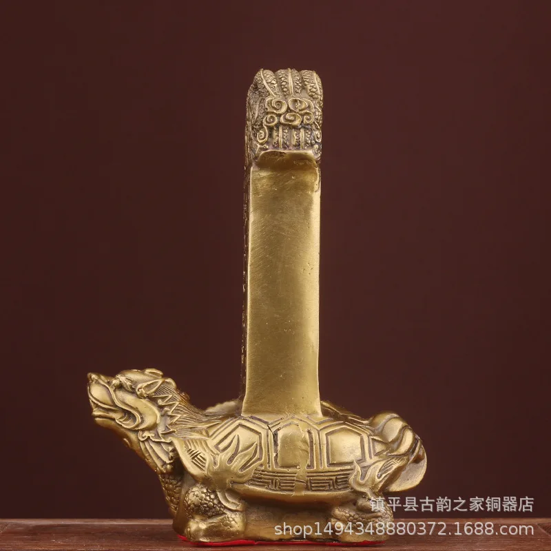 

All- Mount Tai Stone Guan Gong Baxia Bixi Carrying Stele Pure Copper Dragon Turtle Statue for Road Pr