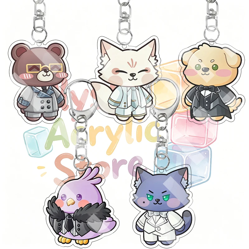 Cartoon Light and Night Transform Cartoon Bear Fox Dog Bird Cat Animal Acrylic Keychain Keyring Backpack Pendant Birthday Gifts