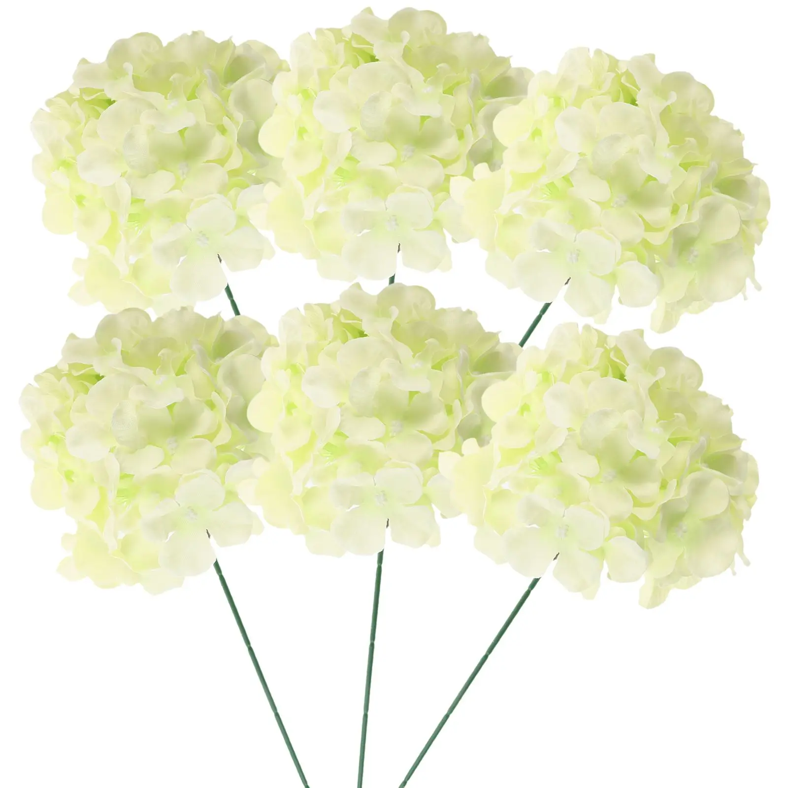 

12 Hydrangea Artificial Flowers Green Silk 90 Petals per Head for Home Decor Party Wedding Centerpieces