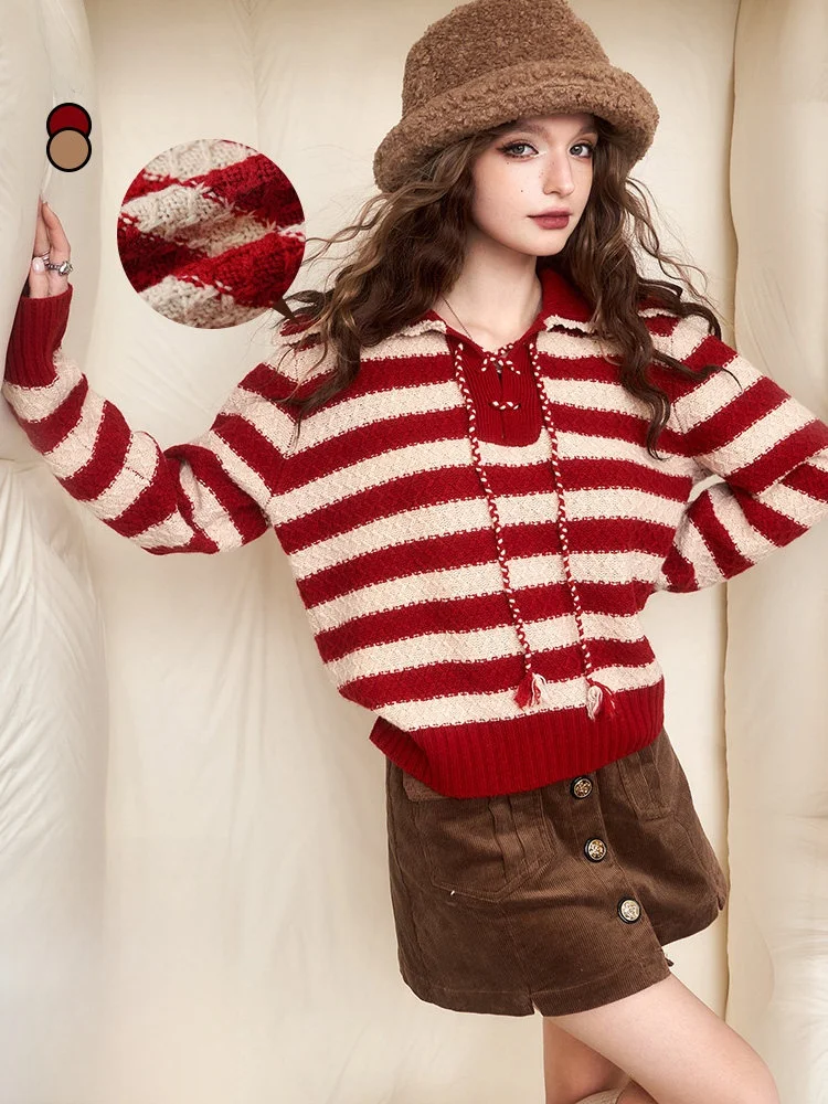 

Loose Knitted Stberry Pattern Women's Sweater Winter Faion Lazy Sle Red New Year's Robe Elf Sa Brand Casual Long Sle...