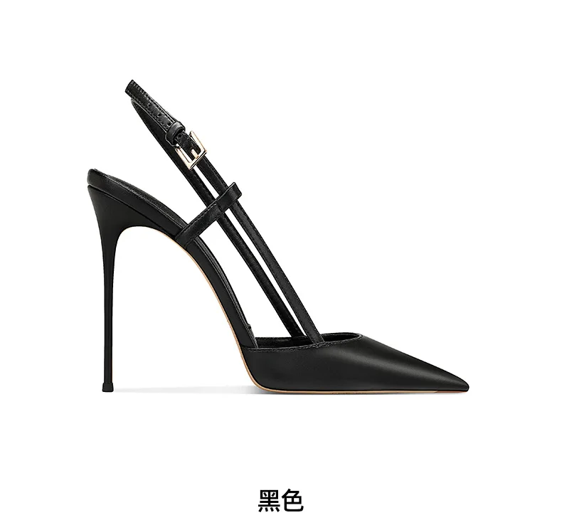 white Bag Head Rear Empty Sandals Women's 2025 Spring and Summer New Pointed Stiletto High Heels