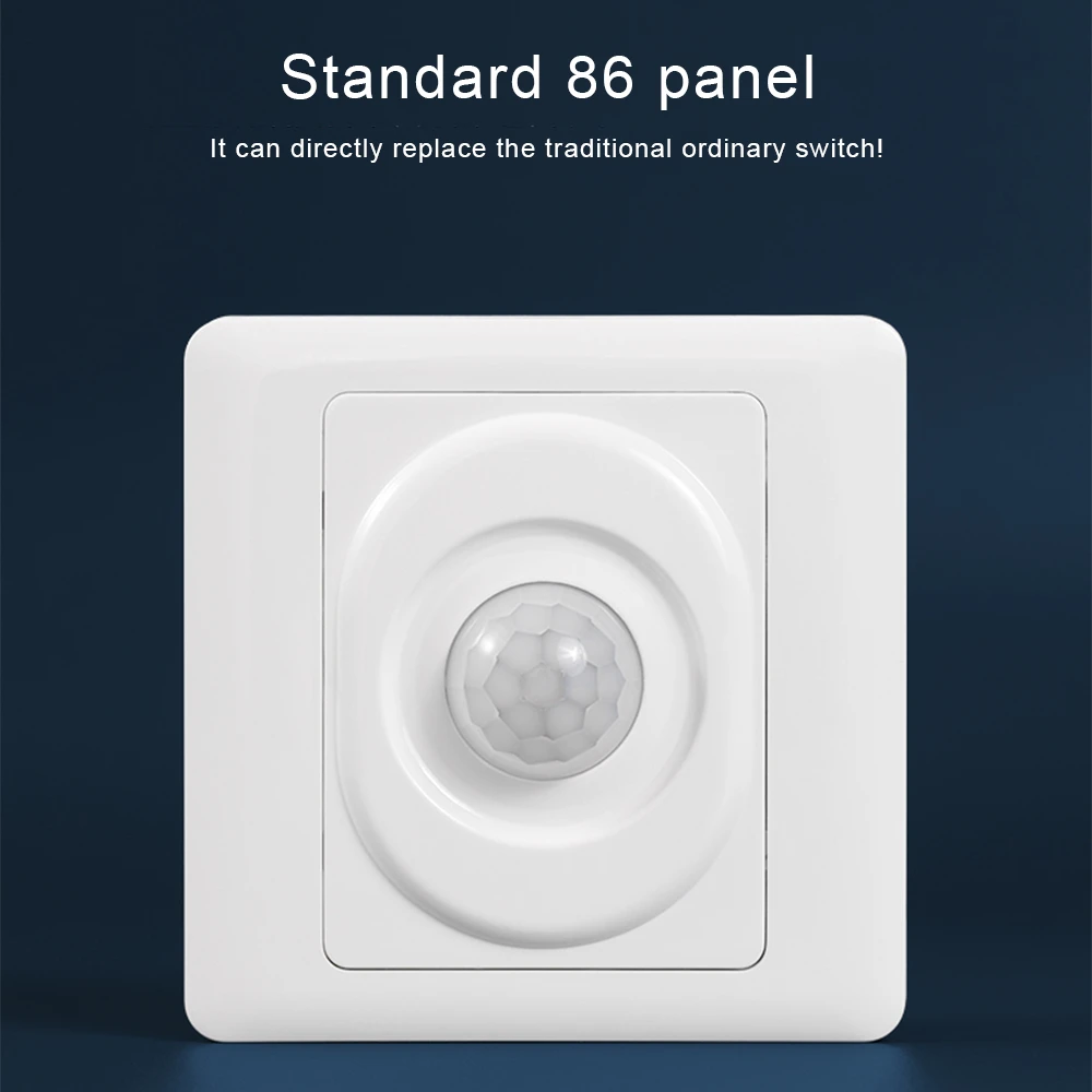 AC 220V LED PIR Motion Sensor Switch AC 180V-240V Recessed Infrared Smart Human Body Sensor Wall Switch Time Delay Adjustable