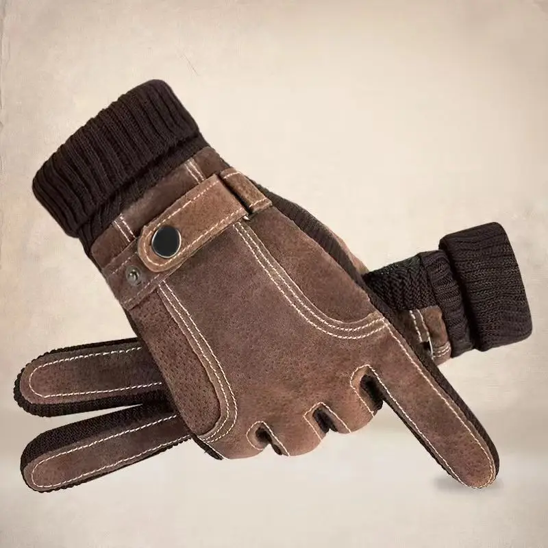 Autumn and Winter Men's Leather Gloves Windproof and Cold Proof Touch Screen Gloves Suitable for Outdoor Cycling and Driving