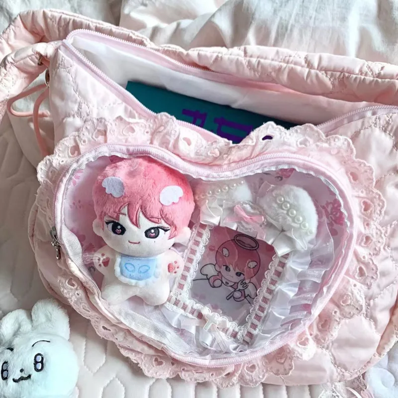 Transparent Pain Bag 2024 New Girl Cartoon Love Shoulder Bag Shopping Versatile Large Capacity Doll Crossbody Bag Shoulder Bag