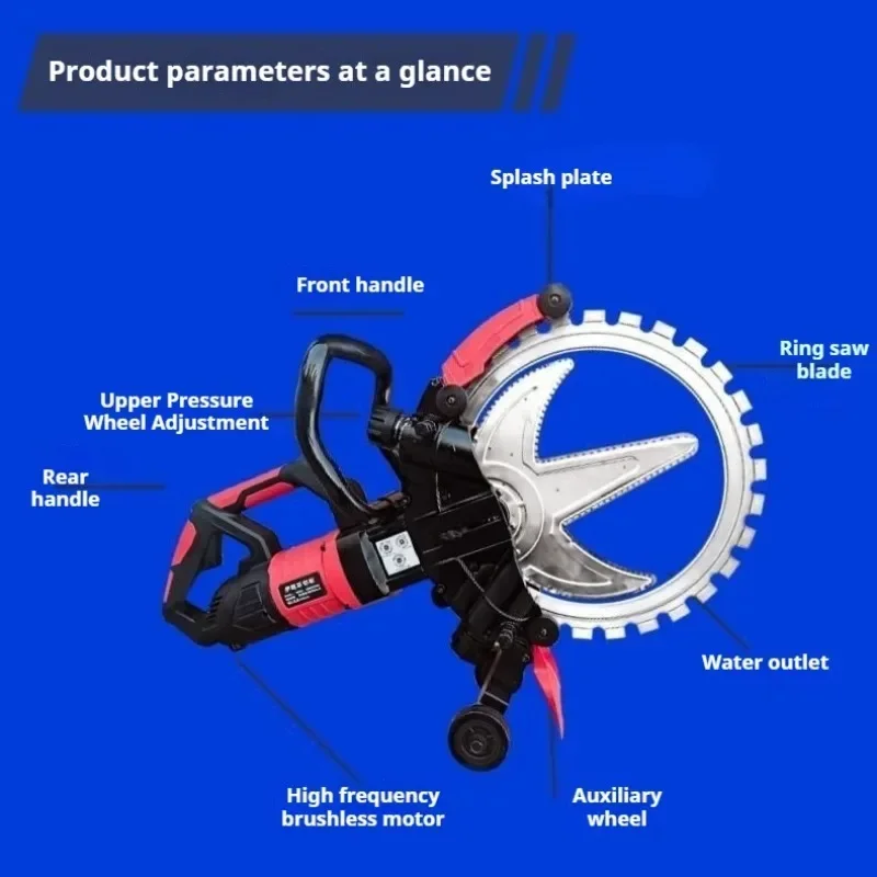 XYL-8980W High Frequency Brushless Ring Saw High-Power Cutting Machine Ring Saw Concrete Wall Cutting Machine 3000PRM 220V 8980W