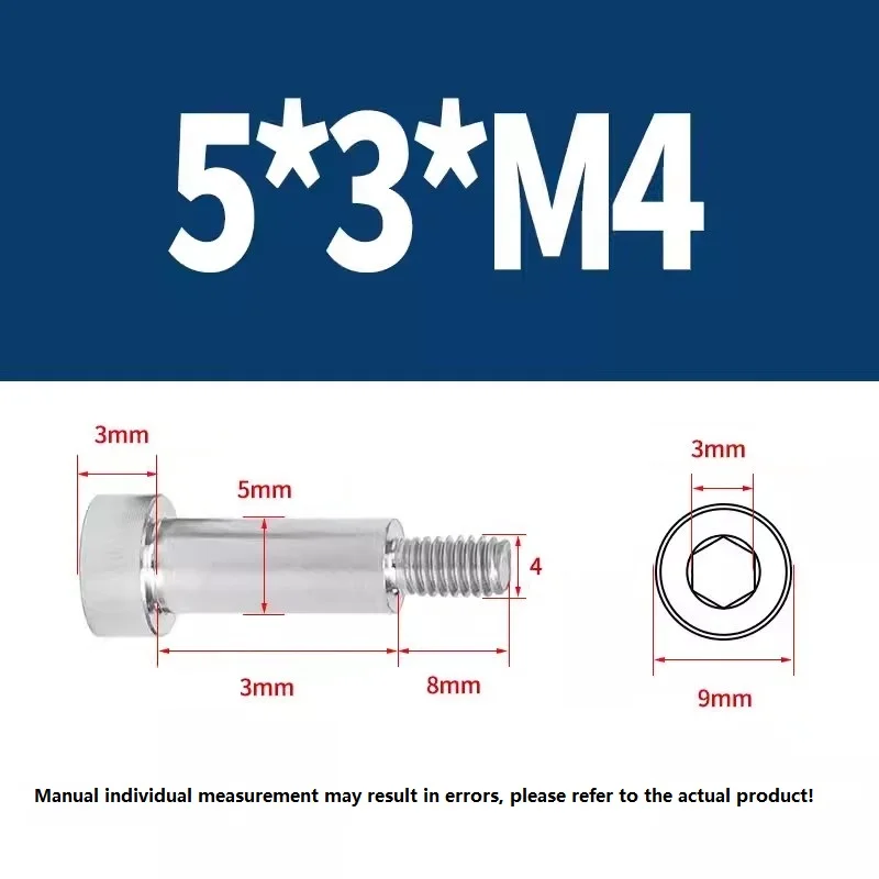 2PCS 304 stainless steel hexagonal M4 plug screw shoulder raised shoulder half threaded step equal height limit bolt