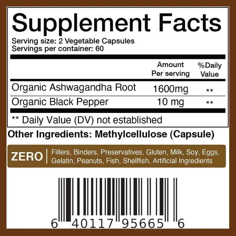 Ashwagandha - Help Stress, Focus, Brain, Energy Support Sleep Health