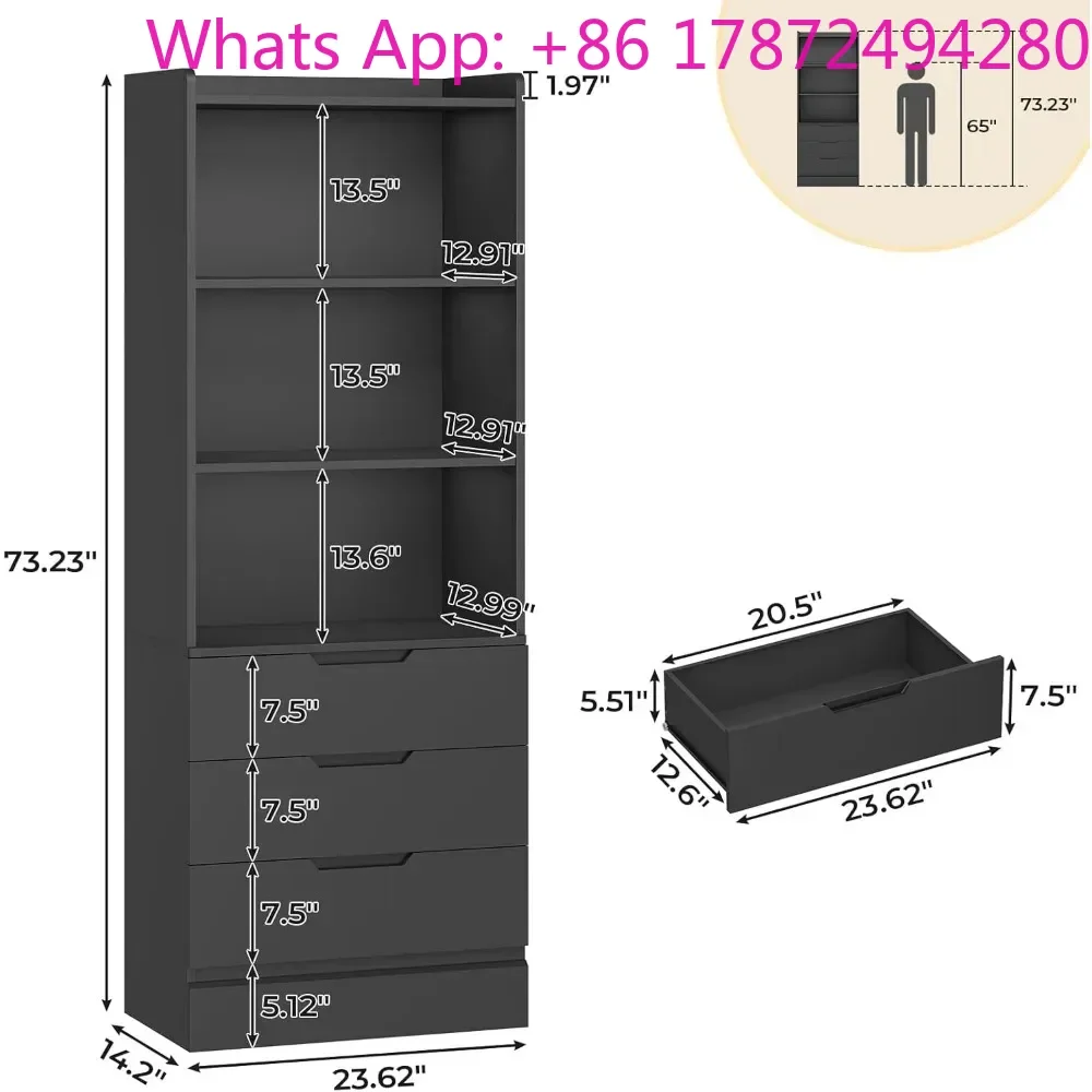 Bookshelf with Storage Modern Display Storage Shelves Freestanding Storage