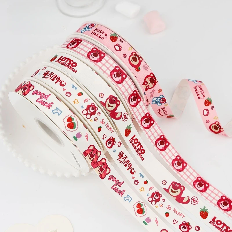 Disney Lotso cute cartoon ribbon baking decoration ribbon handmade DIY bow birthday gift gift box animation strap wholesale