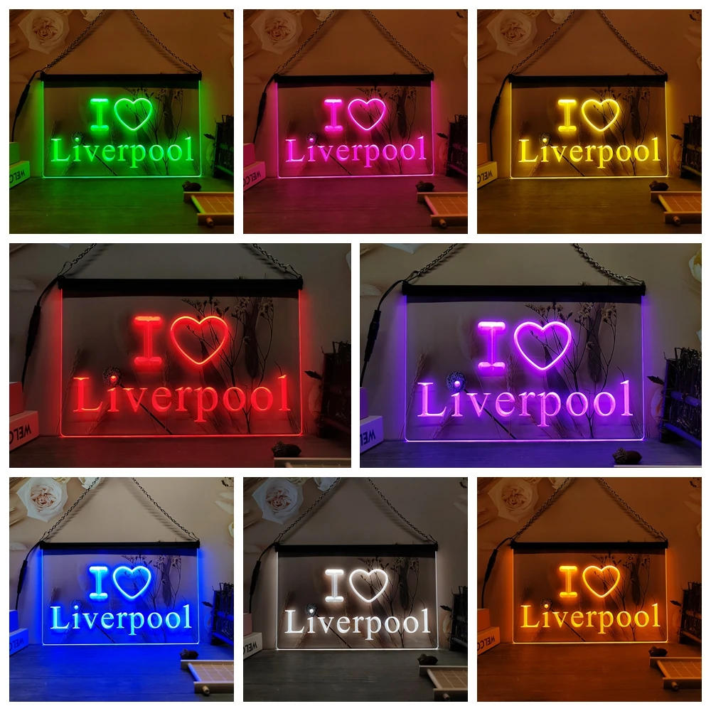 I Love Liverpool Bar Pub Club LED Neon Sign-3D Carving Wall Art for Home,Room,Bedroom,Office,Farmhouse Decor