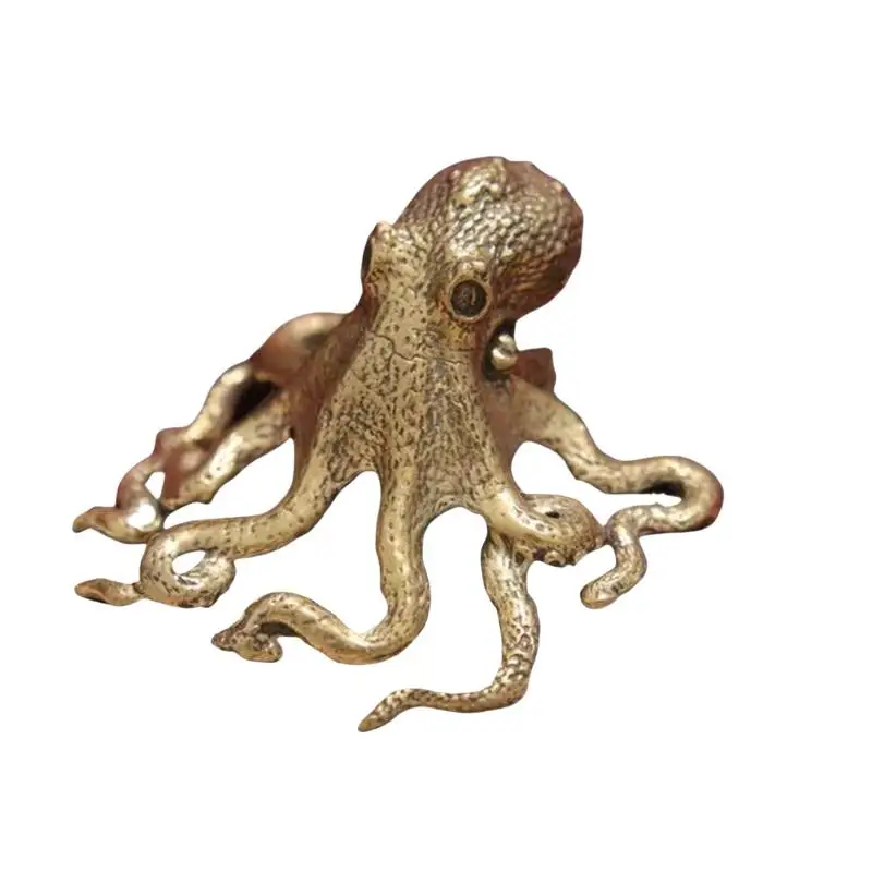Vintage Alloy Octopus Figurine Textured Finish Lifelike Design Home Office Decor