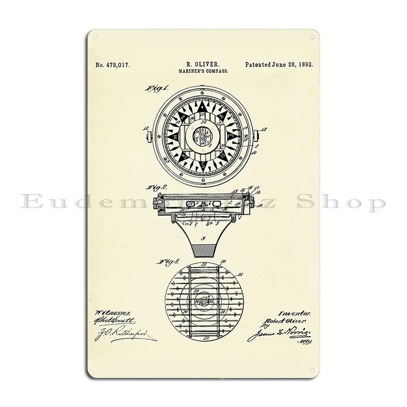 Mariner S Compass 1892 Metal Plaque Poster Rusty Garage Club Bar Print Club Tin Sign Poster