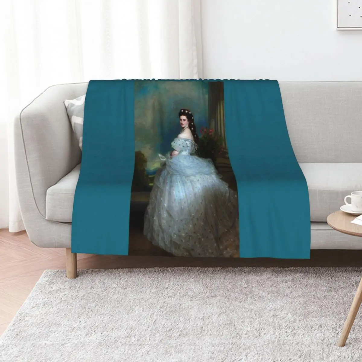 Portrait Of Empress Elisabeth of Austria by Franz Xaver Winterhalter-The Bavarian Rose — Empress Sissi. Ceremonial Throw Blanket
