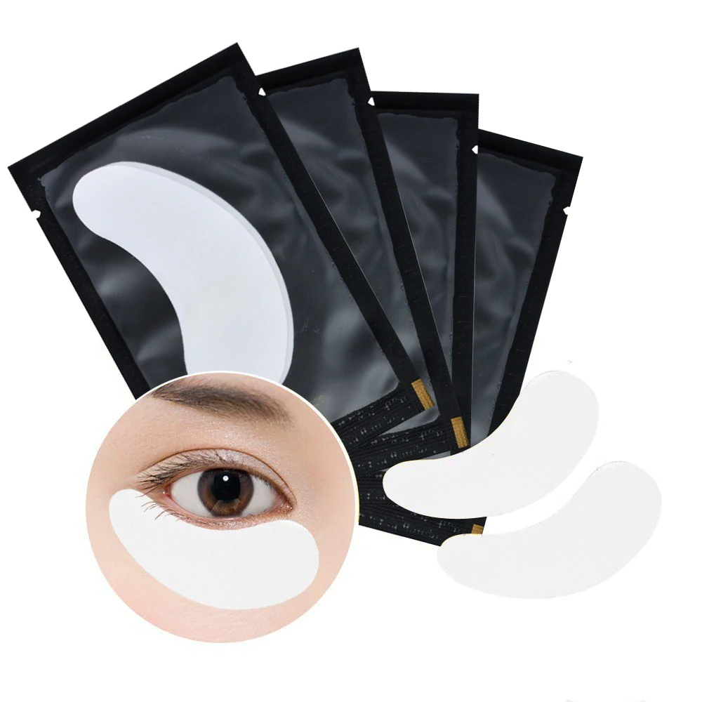 100Pairs Lint Free Under Eye Gel Pads Hydrating Eye Paper Patches Grafted Eyelashes Extension Eye Tips Sticker Wraps Makeup Tool