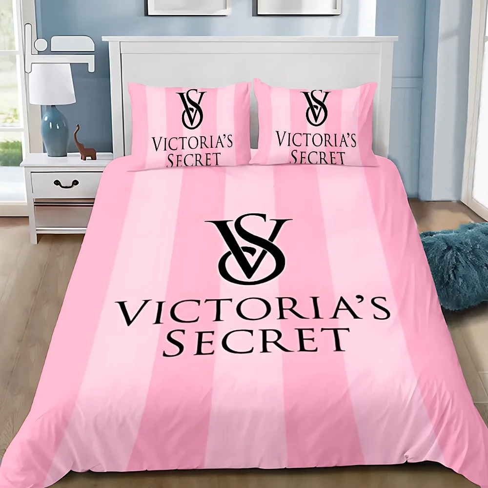 Duvet Cover Pillowcase Bedding Set Pink Victorias S-Secrets Adult Boy Girl Bedroom Decoration Children Single Double Large Size