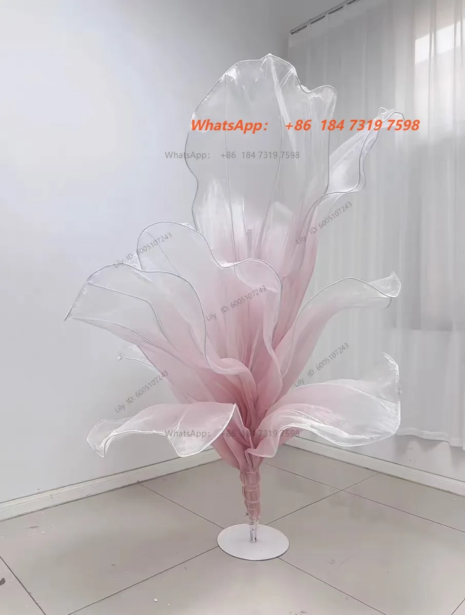 High-end Custom Handmade Giant Silk Art Installation for Wedding Stage Setting Decoration Window Display Giant Flower