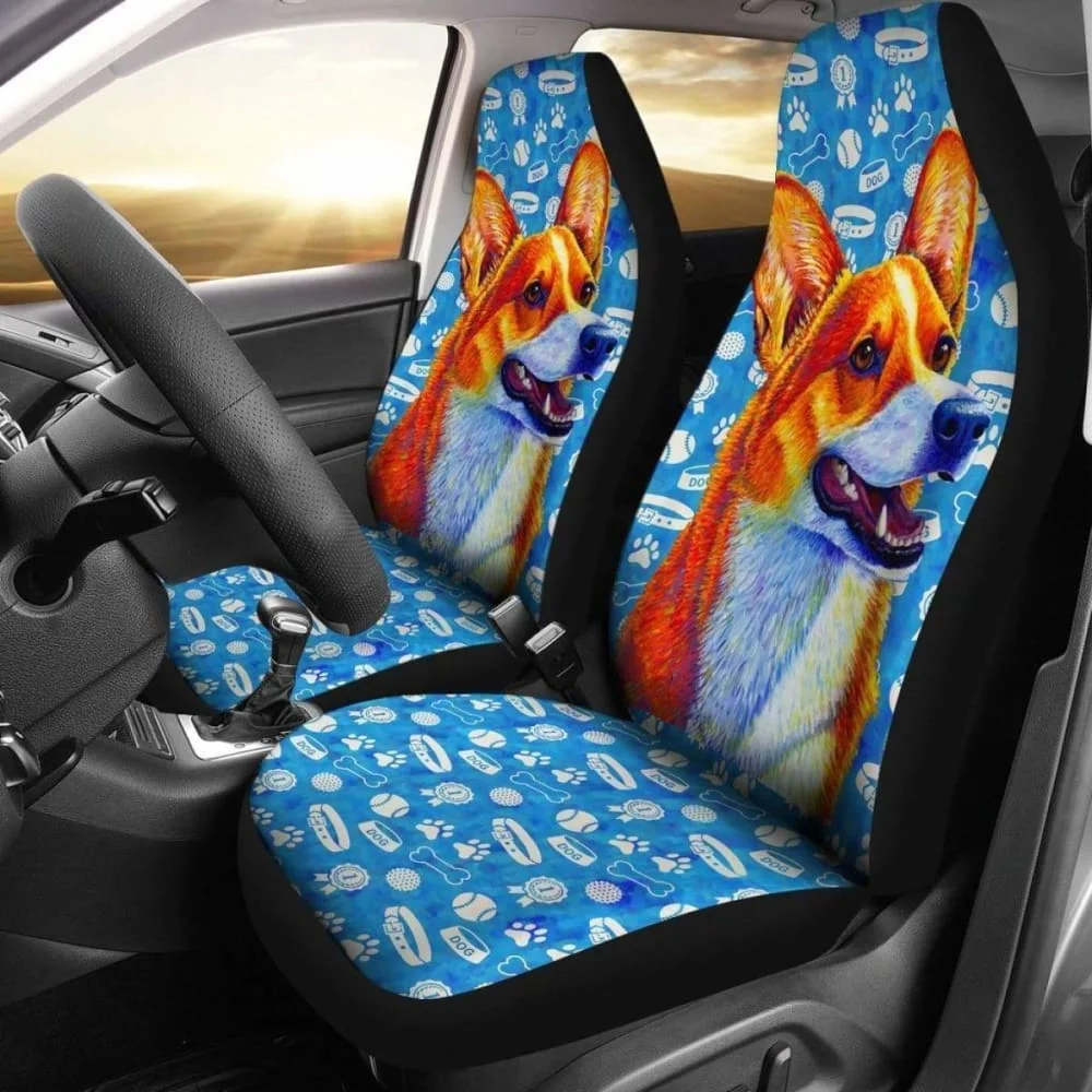 Welsh Corgi Dog Car Seat Covers 03 ,Pack of 2 Universal Front Seat Protective Cover