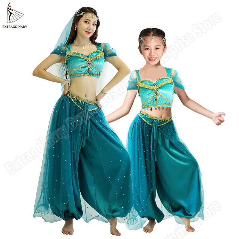 Jasmine Costume Women Aladdin Halloween Outfit Belly Dance Princess Jasmine Costume Adults Festival Arabian  Party Cosplay