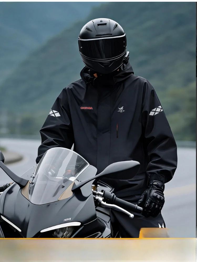 2026 New Style Adult Motorcycle Raincoat Men's Delivery Rider Waterproof Separate Design Cycling Rain Jacket Thickened Fabric