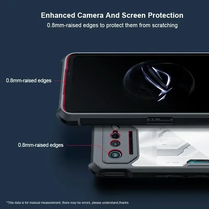غطاء هاتف ASUS ROG 7 و 6 Pro و 7 Ultimate من البولي كربونات و TPU مع وسائد هوائية مقاومة للصدمات، غطاء عدسة خلفي شفاف - 4