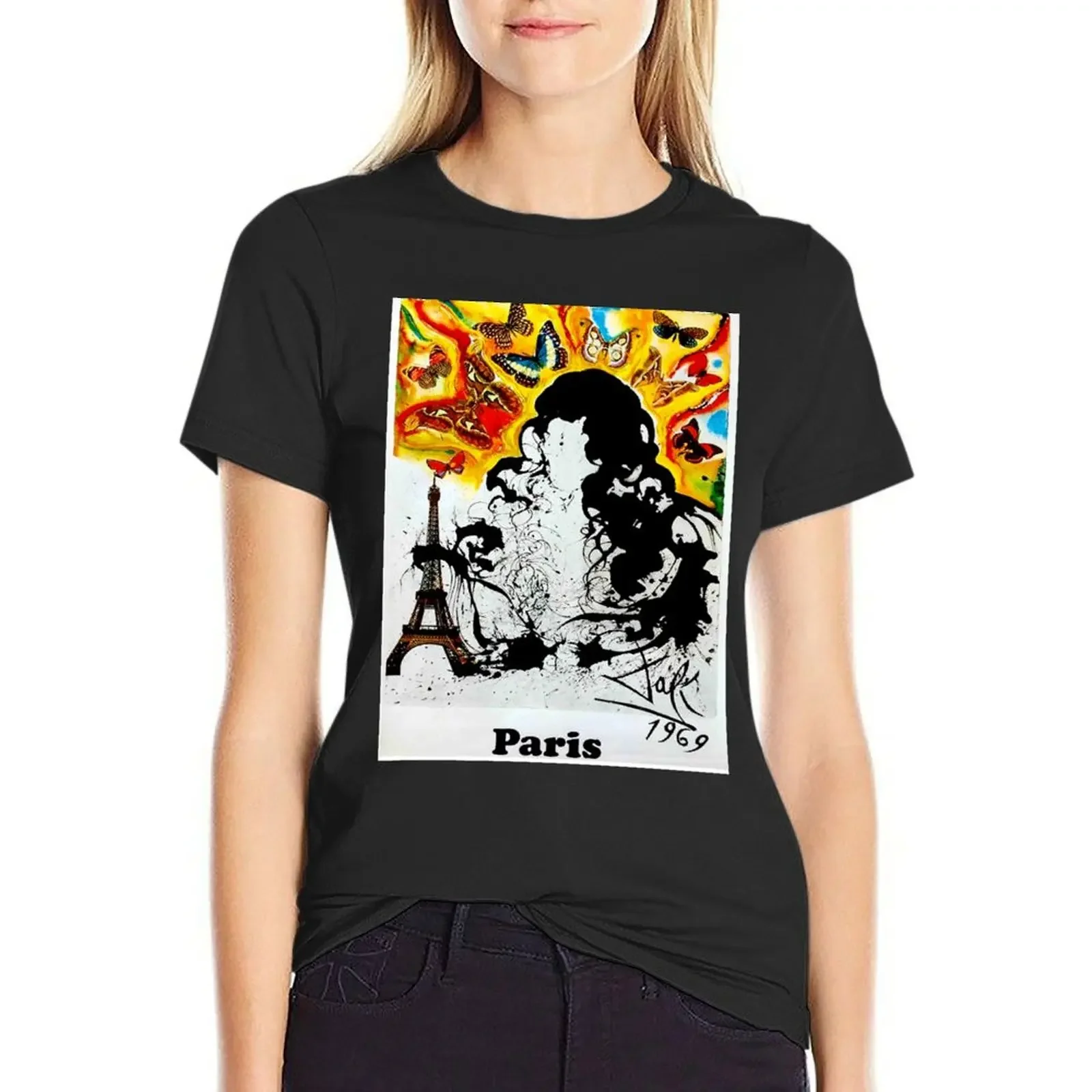 

PARIS : Vintage 1969Abstract Print T-Shirt tees korean fashion aesthetic clothes animal print shirt for girls Woman T-shirts