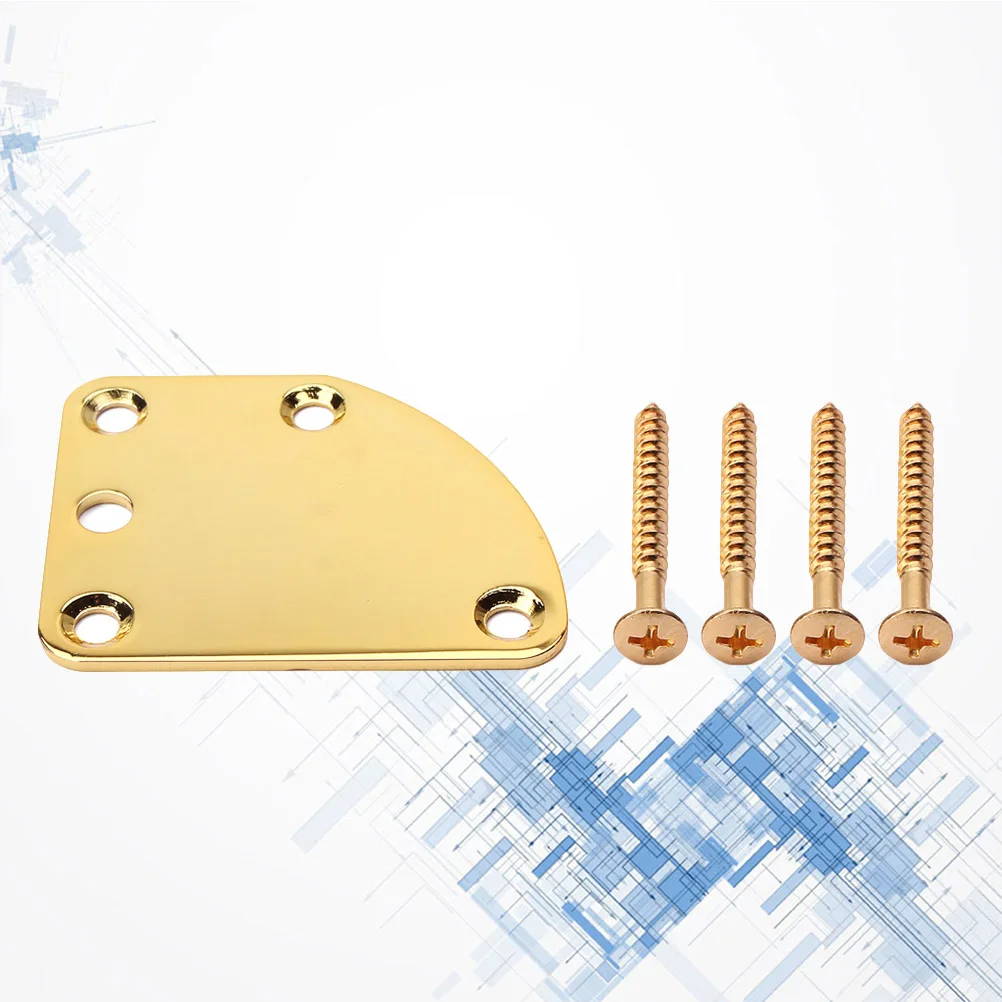 

5 Holes Electric Guitar Neck Plate Black Metal Replacement Bass Strength Joint Board Durable Lightweight Easy Install Gv109