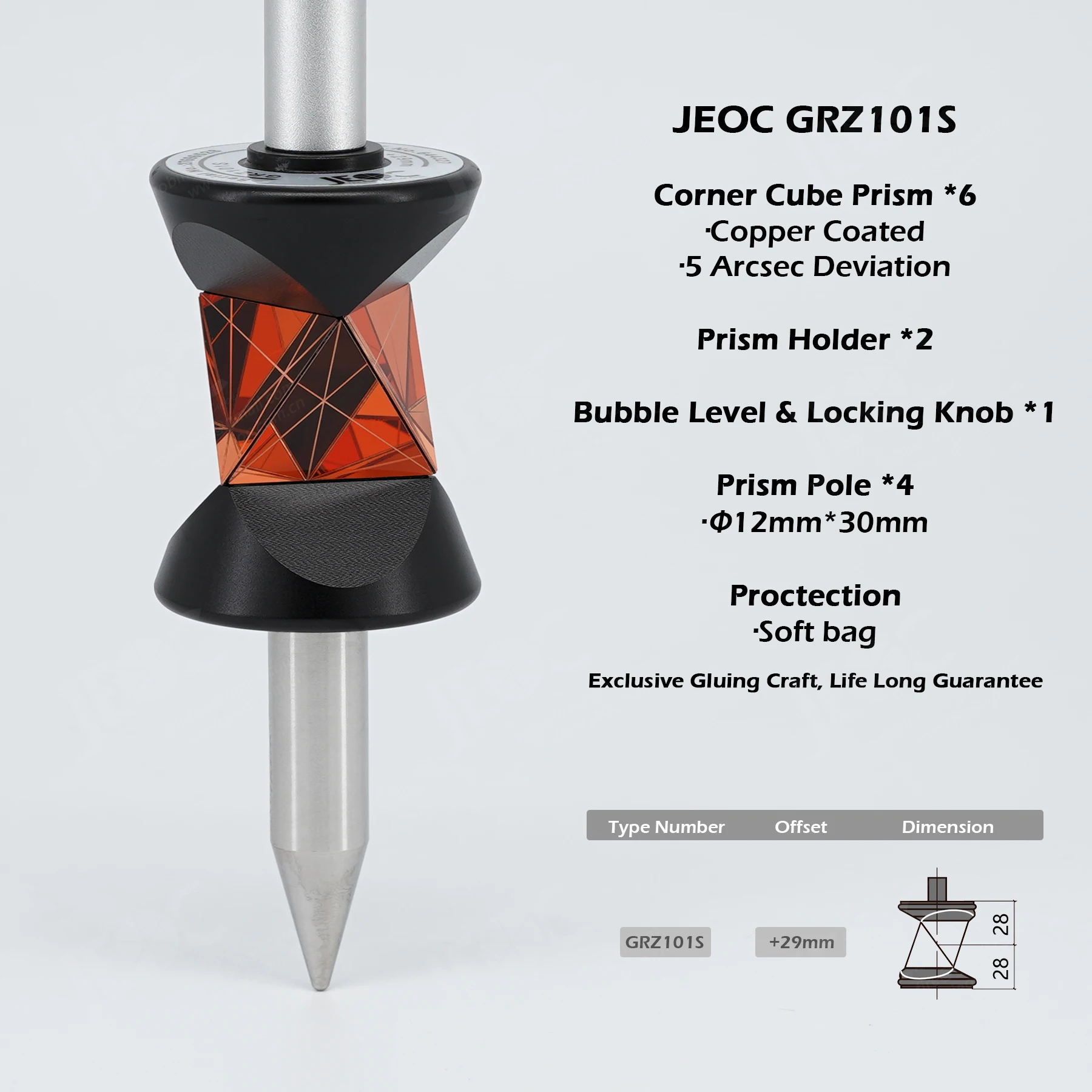 Imagem -02 - Jeoc Grz101s Novo Mini Prisma de 360 Graus para Estação Total Leica Atr Mini Prisma Topografia Topografia Acessórios para Equipamentos