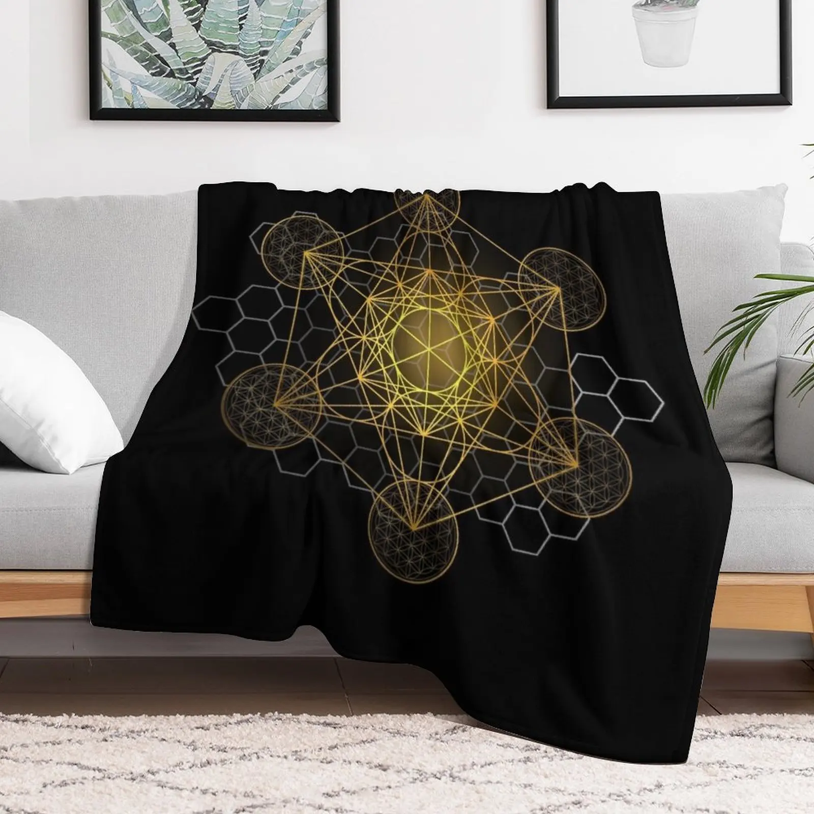 

Sacred Geometry Metatron's Cube Throw Blanket Softest Plush For Decorative Sofa Blankets