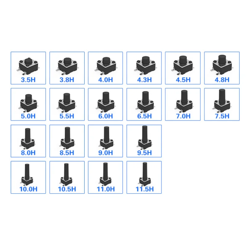 50PCS 4.5X4.5 Push Button Switch SMD 4.5X4.5X3.8 Light Touch Switch 4.5*4.5*4.3/5/6/7/8/9/10/11/12/13MM The Power Switch 4Pins