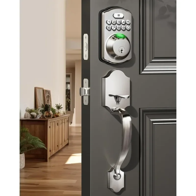 Keyless Entry Door Lock, Front Door Handle Sets, Electronic Keypad Deadbolt with Lever Handle, 2 Keys, Auto Lock