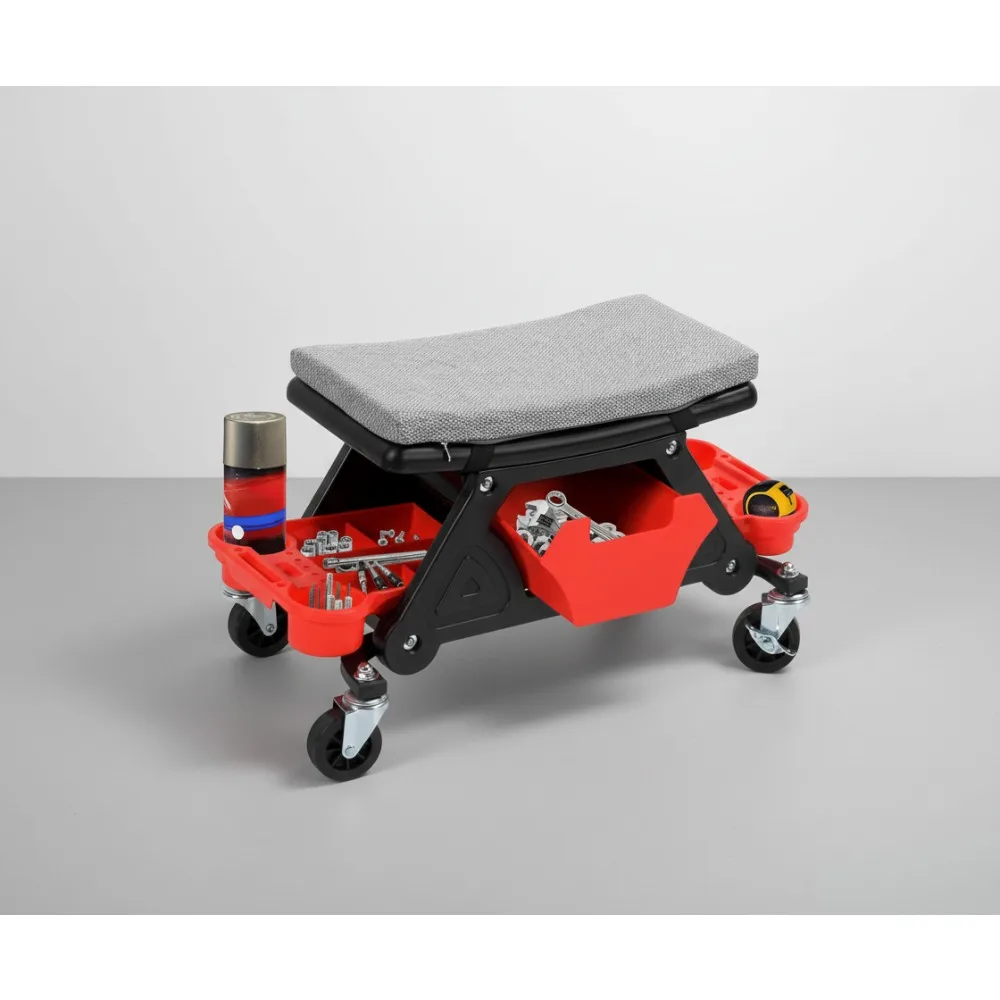 

Heavy Duty Rolling Mechanics Stool 330 LBS with Wheels, Ergonomic Auto Repair Seat with Storage Drawer