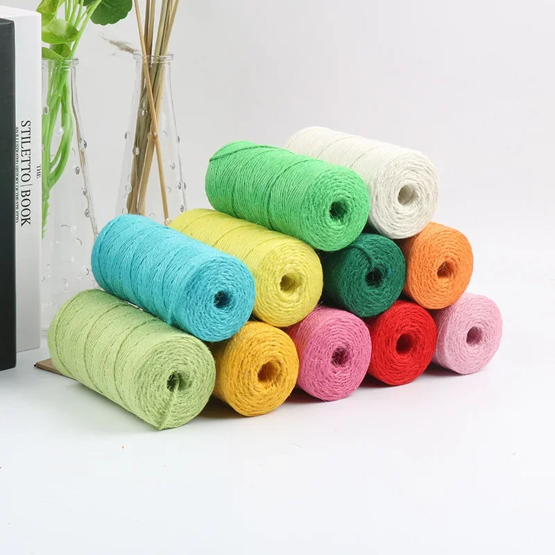 100M/Roll Colorful Jute Twine 2mm Natural Jute String Cord Hemp Rope DIY Crafts Gift Wrapping Festive Christmas Twine Home Decor