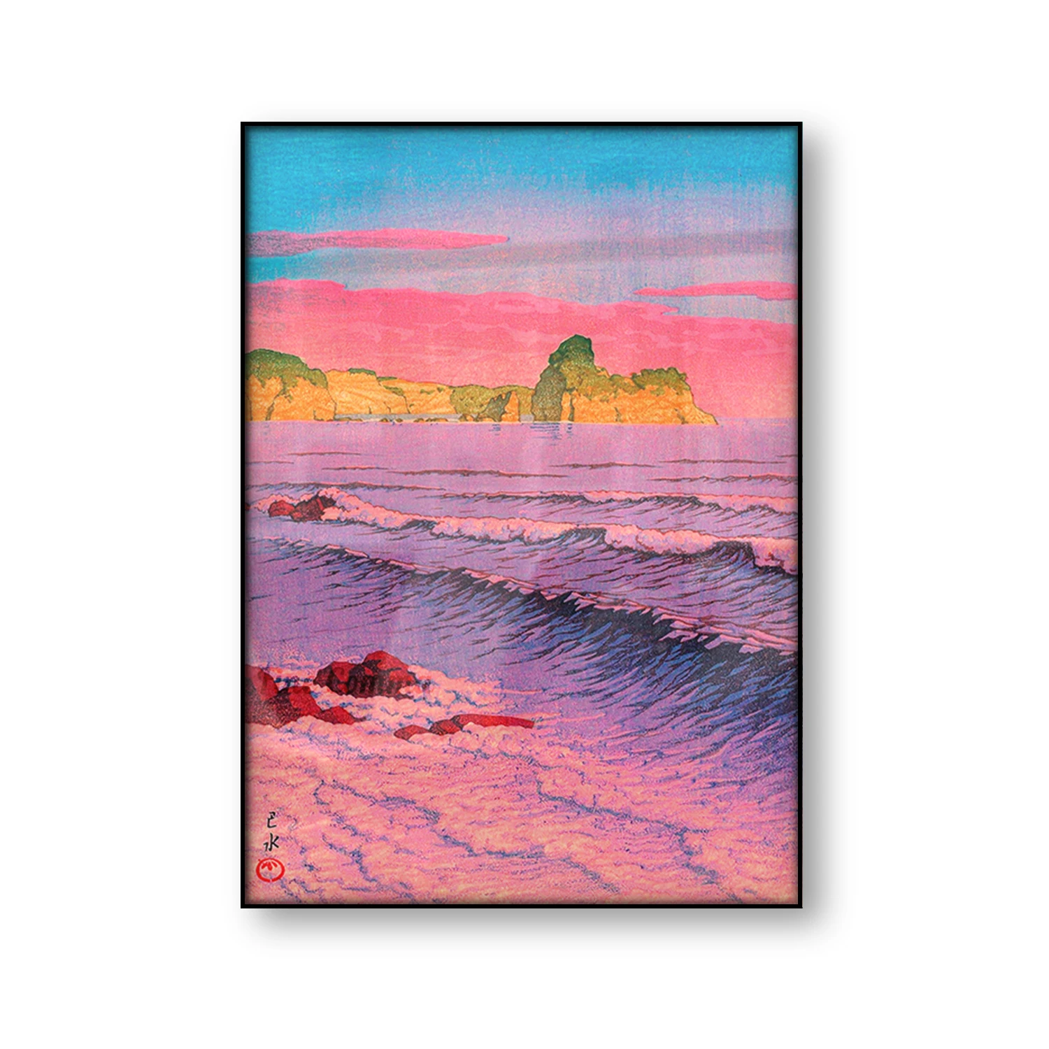 Morning Sea at Shiribeshi Hasui Kawase Vintage Japanese Art Poster Landscape Wall Art Canvas Print Home Decor Housewarming Gift