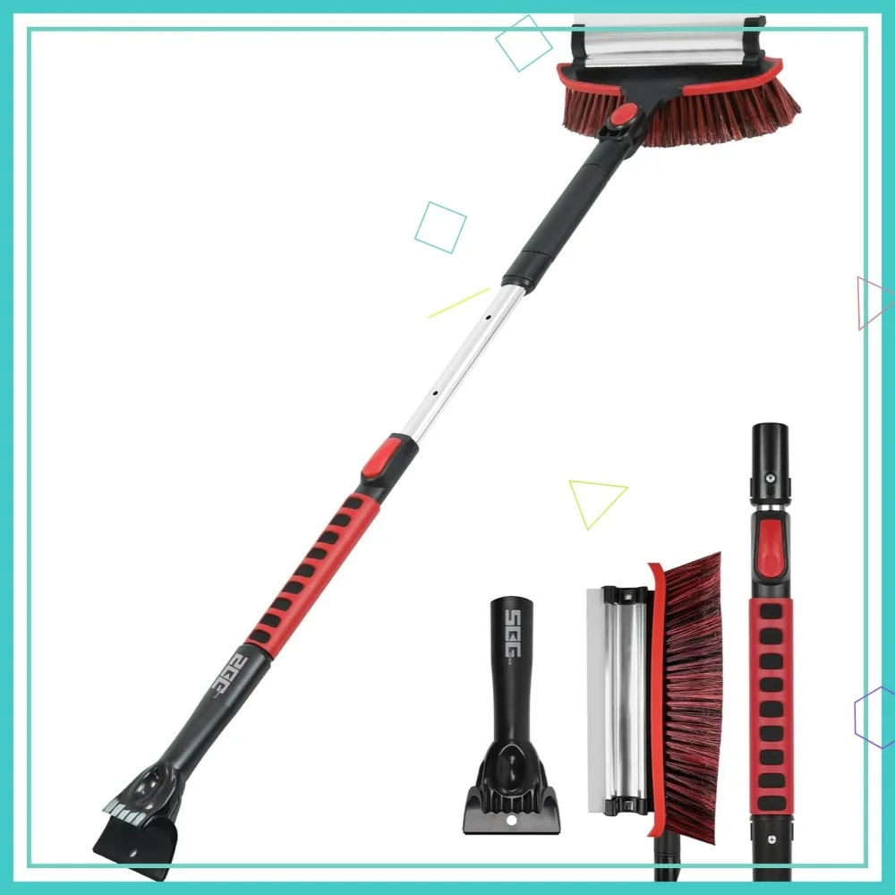 

42" Extendable Snow Brush & Ice Scraper with Telescoping Foam Grip, Heavy-Duty Tool for Car SUV RV Truck