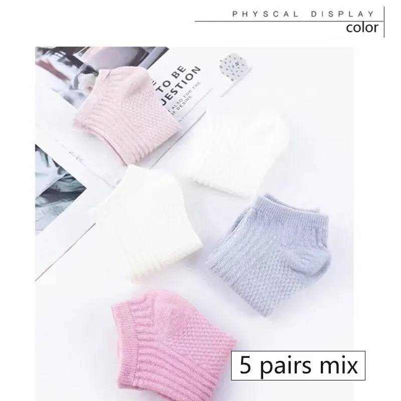 5 Pairs Women Socks Free Size Pink White Rose Gray Light Pink Breathable Sports Solid Color Boat Socks Soft Summer Girls Socks